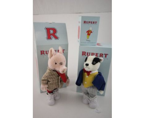 Two boxed ltd edn Steiff Rupert Classic soft toys including Bill Badger 35/1500, 28cm, white tage and Podgy Pig white tag 25 