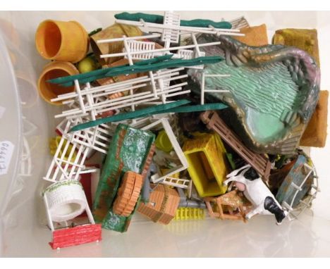 Collection of vintage plastic Britains farming accessories animal figures