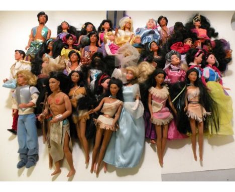 Barbie - Thirty Five Loose Mattel Barbie Dolls with some accessories, mostly Disney Themed including Pocahontas, Cinderella, 