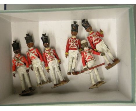 Six vintage metal painted Indian army figures