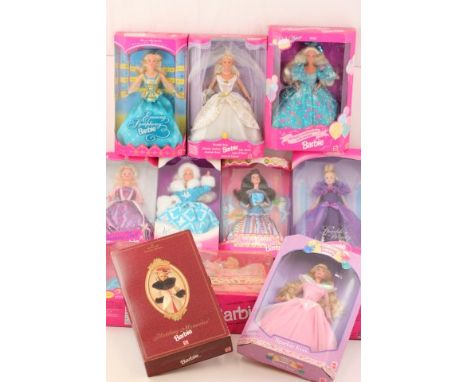 Barbie - Twelve Boxed Mattel Barbie Dolls - Birthday, Sparkle Beauty, Fantasy Ball, Beautiful Bride, Evening Symphony, Starli