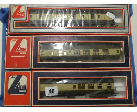 Nine boxed OO gauge Lima coaches