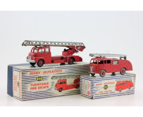 Two boxed Dinky Supertoys Fire Engines including 956 Turntable Fire Escape (with paperwork) and 955 Fire Engine with extendin