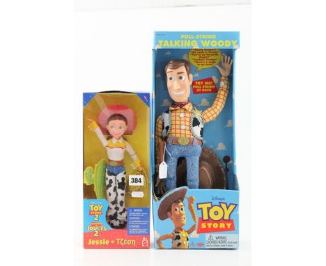 Original boxed Think Way Toy Story Pull String Talking Woody and boxed Mattel Toy Story 2 Jessie both NRFB