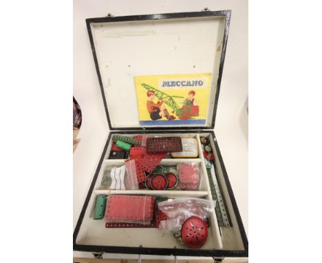 Black box containing quantity of vintage Meccano in various colours, rusting