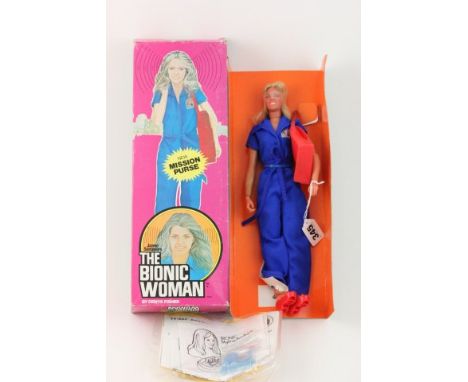 Boxed Denys Fisher Jaime Sommers The Bionic Women doll with mission purse and contents bag still sealed complete with instruc