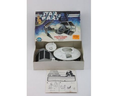 Boxed German issue Kenner Star Wars Darth Vader Tie-Jager plastic model kit appearing complete but all pieces loose and unche