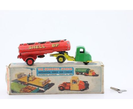 Boxed Crescent Scammell Scarab Automatic Coupling 1272 Open Truck Trailer 'Shell BP', paint loss, box fair-good with key
