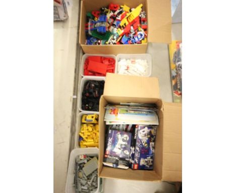 Large quantity of vintage Lego and Lego Technics including may instructisons, paperwork and sticker sheet, boxes for 8022 & 8
