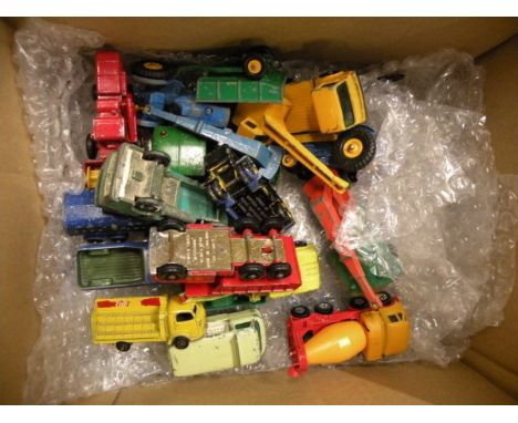 18 Metal painted German style 'semi-flats' figures of Cowboys & Indians plus 16 vintage Lesney die-cast vehicles and a Natiiv