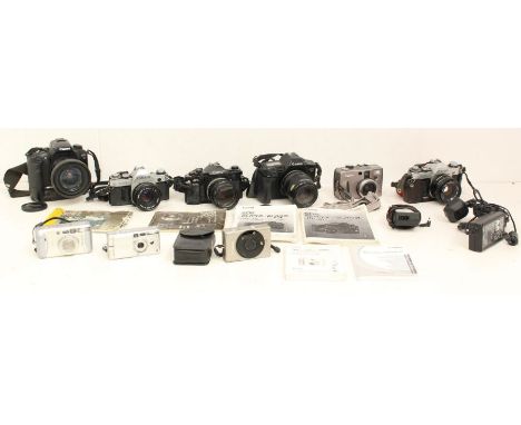 Canon: A collection of eight assorted Canon cameras to comprise: Canon EOS 30 with Canon Zoom Lens EF 28-90mm 1:4-5.6 USM; tw