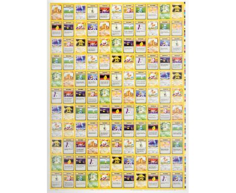 Pokemon: An uncut Pokemon printers sheet, 'Property of Wizards of the Coast - PM - BS1 - EN - Form 9 of 10 - Booster Rares - 