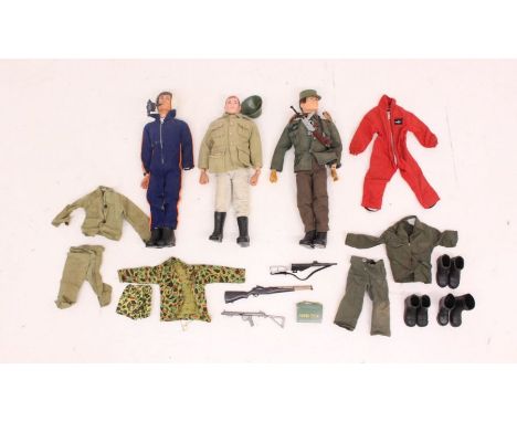Action Man: A collection of three 1964 Action Man, Palitoy figures, with outfits (unchecked for completeness and accuracy), t