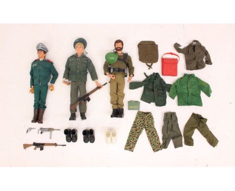 Action Man: A collection of three 1964 Action Man, Palitoy figures, with outfits (unchecked for completeness and accuracy), t