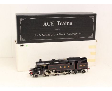 ACE Trains: A boxed ACE Trains, O Gauge, LMS 2524 2-6-4 Gloss Lined Black Tank Locomotive. Original box, general wear expecte