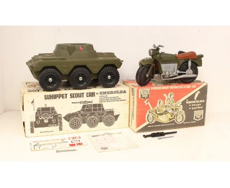 Cherilea: A boxed Cherilea Toys, German Army Motorcycle &amp; Side-Car, no Jointed Figure included; together with a boxed Che