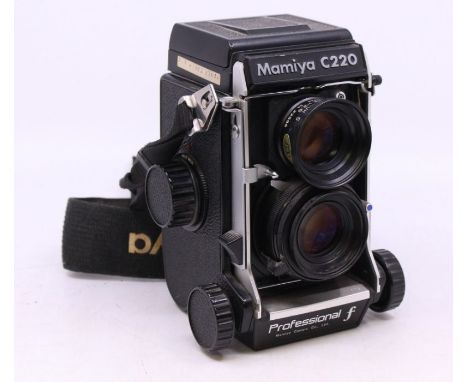 Mamiya: A Mamiya C220 medium format TLR camera body, 111605, generally appears in good order, in need of a clean, complete wi