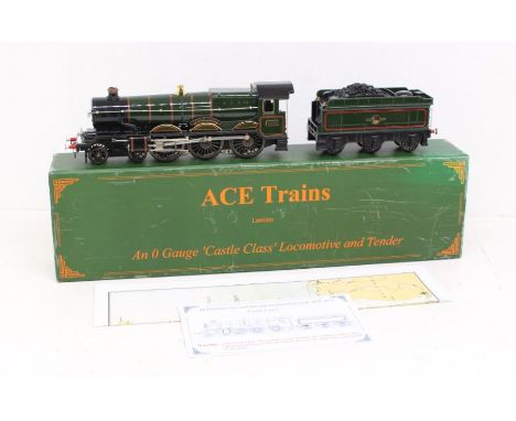 ACE Trains: A boxed ACE Trains, O Gauge, Ludlow Castle, 5002, BR 4-6-0, locomotive and tender. Original box, general wear exp