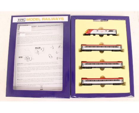 Dapol: A boxed Dapol, N Gauge, Pendolino MK3 Bookset DVT and three First Class Coaches set, Reference NC-067. Original box wi