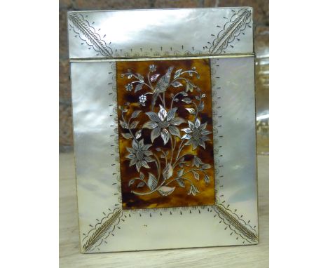 A Victorian engraved mother of pearl Visiting Card Case. 