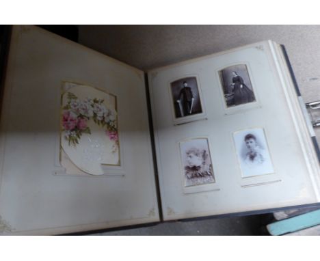 A Victorian Photograph Album and contents of portrait photographs. 