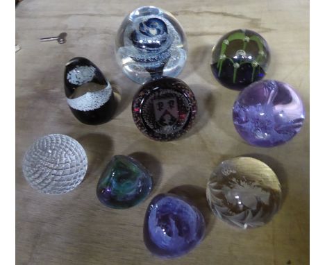 A Caithness "Maydance" glass Paperweight, another "Moonflower", and other paperweights. 