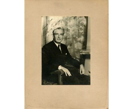 EDEN ANTHONY: (1897-1977) British Prime Minister 1955-57. Vintage signed 8 x 10 photograph (image size 4.5 x 6.5) of Eden sea