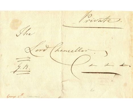 GEORGE IV: (1762-1830) King of the United Kingdom of Great Britain and Ireland and King of Hanover 1820-30. Autograph address