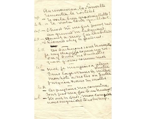 SAND GEORGE: (1804-1876) French novelist. Autograph manuscript, unsigned, one page, 8vo, n.p., n.d., in French. The manuscrip