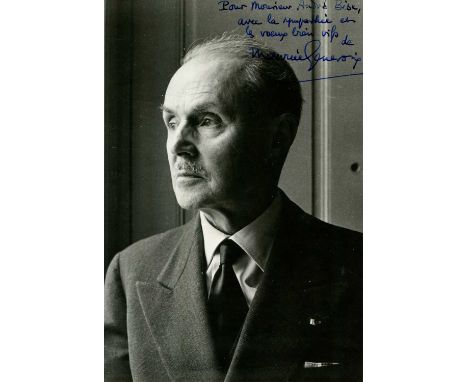 GENEVOIX MAURICE: (1890-1980) French author. Vintage signed and inscribed 5 x 7 photograph of Genevoix in a head and shoulder