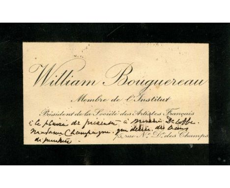BOUGUEREAU WILLIAM: (1825-1905) French painter. The personal printed black bordered oblong 12mo Visiting Card of Bouguereau, 