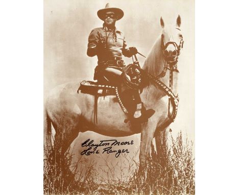MOORE CLAYTON: (1914-1999) American actor who portrayed the fictional western character the Lone Ranger in the television ser