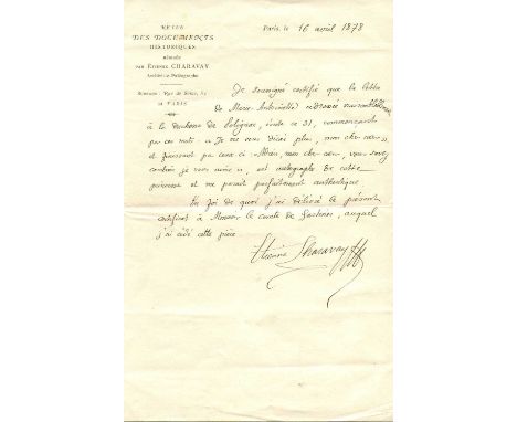 [AUTOGRAPH COLLECTING]: CHARAVAY MARIN-ETIENNE (1848-1899) French historian, bookseller and publisher, a pioneer of the autog