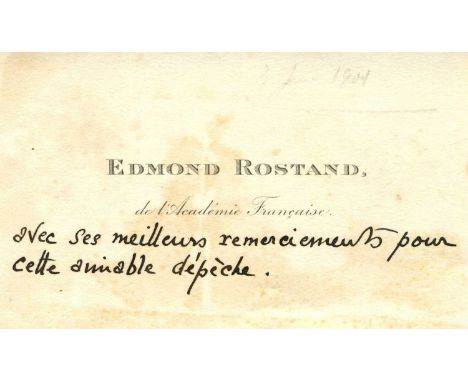ROSTAND EDMOND: (1868-1918) French poet and dramatist, remembered for the play Cyrano de Bergerac (1897). The personal printe