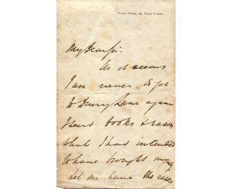 LEMON MARK: (1809-1870) English playwright, the founding editor of Punch magazine. A.L.S., Mark Lemon, two pages, 8vo, Fleet 