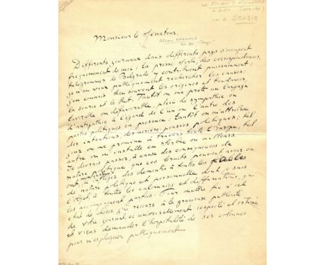MILAN I: (1854-1901) King of Serbia 1882-89. An excellent, lengthy A.L.S., Milan, five pages, 4to, Paris, 15th March 1893, to