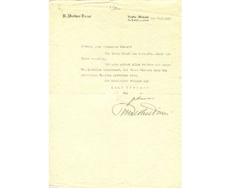 [NAZI OCCULT]: DARRE RICHARD WALTHER: (1895-1953) Argentinean-born SS-Obergruppenfuhrer of World War II. Reich Minister of Fo