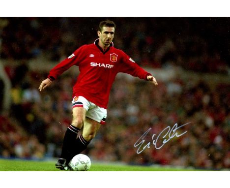 FRANCE FOOTBALL: Eric Cantona (1966- ) French Footballer. Signed colour 12 x 8 photograph by Cantona, the image depicting him