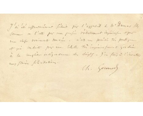 GOUNOD CHARLES: (1818-1893) French Composer. An excellent and curious A.L.S, `Ch. Gounod´, addressed to French author Alexand