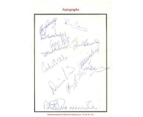 MANCHESTER UNITED F.C.: A printed folding 8vo menu card for a Sportsmans Dinner with Soccer Legends held by the Gordon Clayto