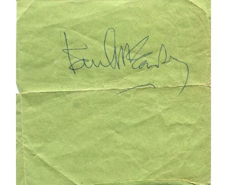 MCCARTNEY PAUL: (1942- ) English singer, songwriter and musician, a member of the Beatles. Blue ink signature (‘Paul McCartne