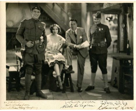 WHAT PRICE GLORY?: A scarce, unusual vintage signed and inscribed sepia 10 x 8 photograph by the director and three principal