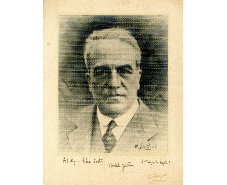 GIORDANO UMBERTO: (1867-1948) Italian composer. Vintage signed and inscribed 11.5 x 15 photograph, the unusually produced ima