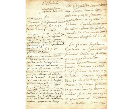 ROUSSEAU JEAN-JACQUES: (1712-1778) French Writer and Philosopher. A curious and very interesting autograph manuscript, two pa