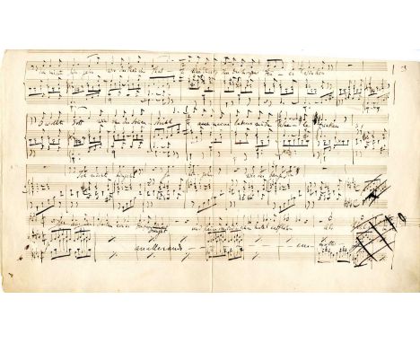 LISZT FRANZ: (1811-1886) Hungarian composer, pianist and conductor of the Romantic period. A good Autograph musical manuscrip