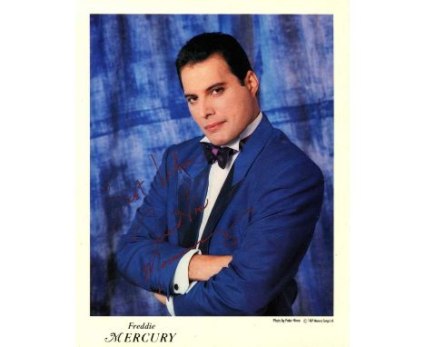 MERCURY FREDDIE: (1946-1991) British singer, lead vocalist of the rock band Queen. A good signed colour 8 x 10 photograph of 