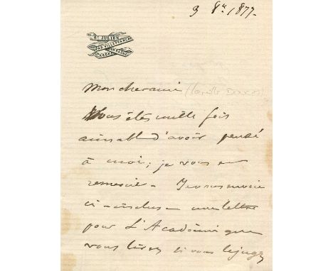 BERNARD CLAUDE: (1813-1878) French physiologist. A.L.S., Claude Bernard, two pages, small 8vo, St. Julien par Villefranche, 9