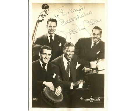 COLE NAT KING: (1919-1965) American jazz singer &amp; pianist. Vintage signed and inscribed sepia 5 x 7 photograph of Cole se