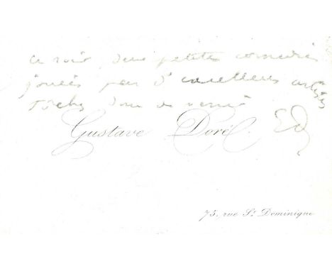 DORE GUSTAVE: (1832-1883) French printmaker, illustrator, painter and sculptor. A.N.S., with his initials G D, to the recto o