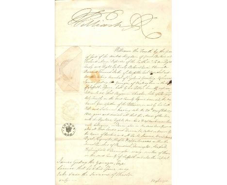 WILLIAM IV: (1765-1837) King of the United Kingdom of Great Britain &amp; Ireland 1830-37. D.S., William R, as King, at the h